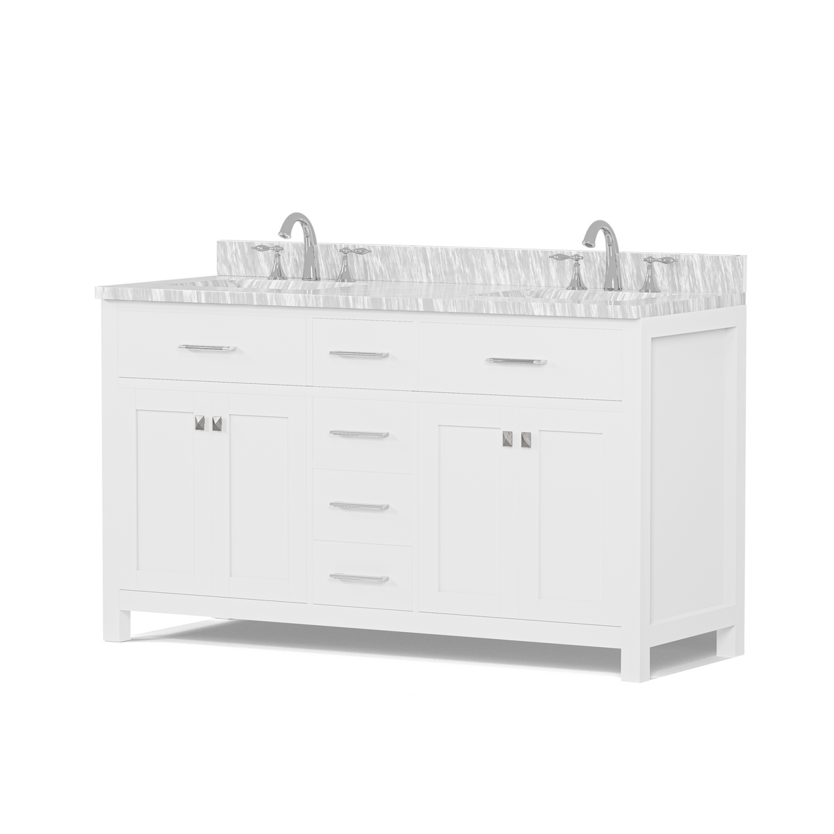 Caroline 60" Double Vanity Cabinet with Sink and Carrara Marble Top