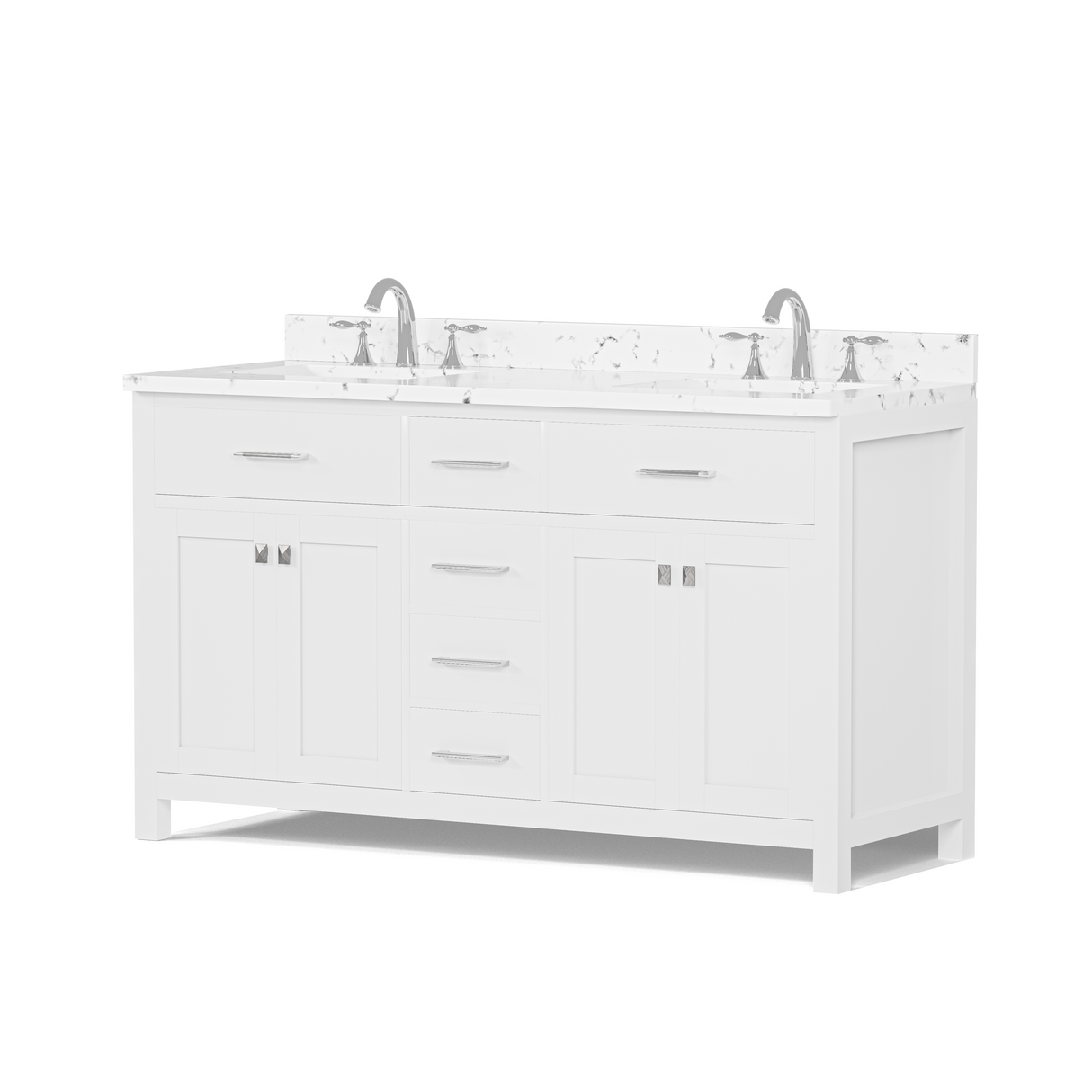 Caroline 60" Double Vanity with Sink and Cultured Marble Top