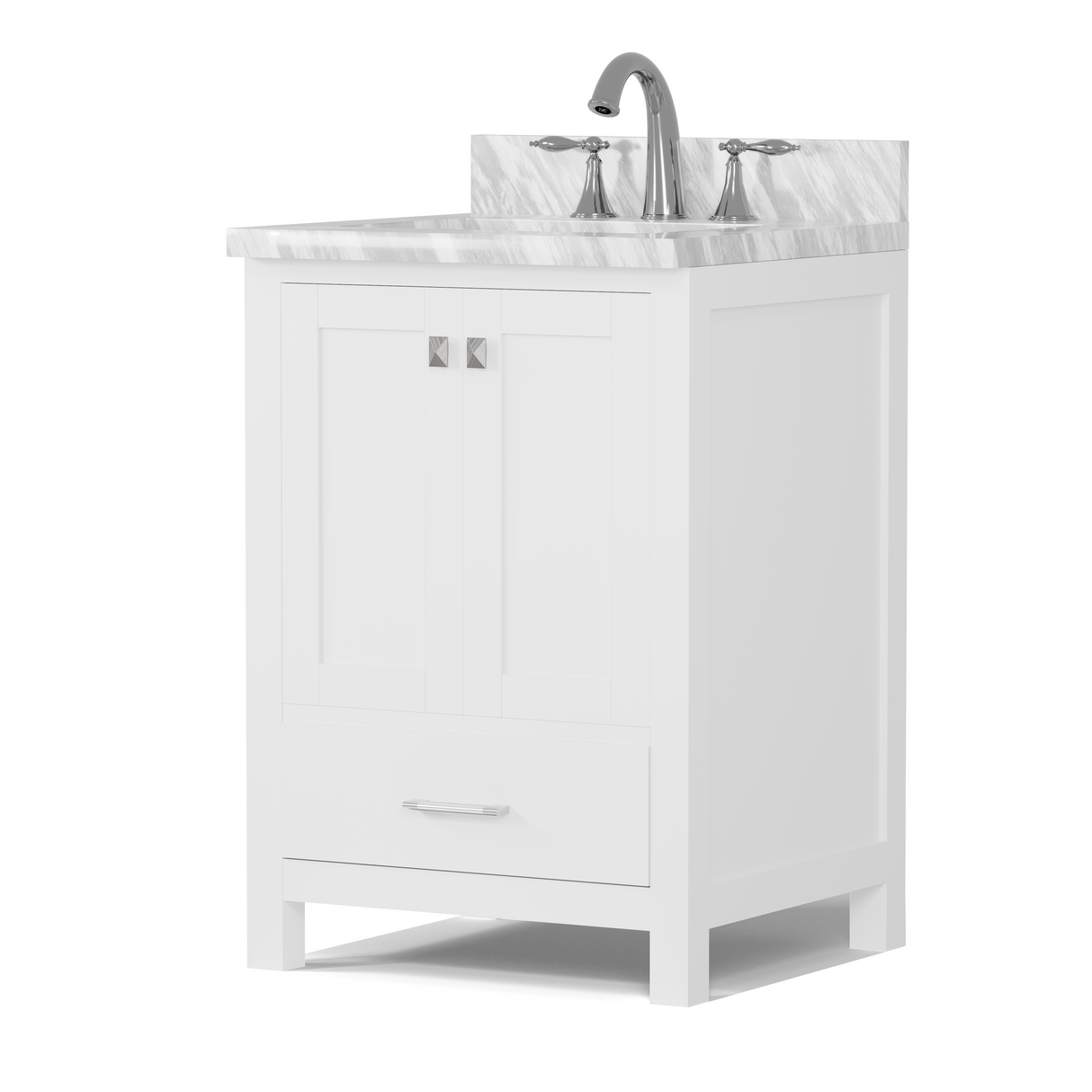 Caroline Avenue 24" Single Vanity Cabinet with Sink and Carrara Marble Top