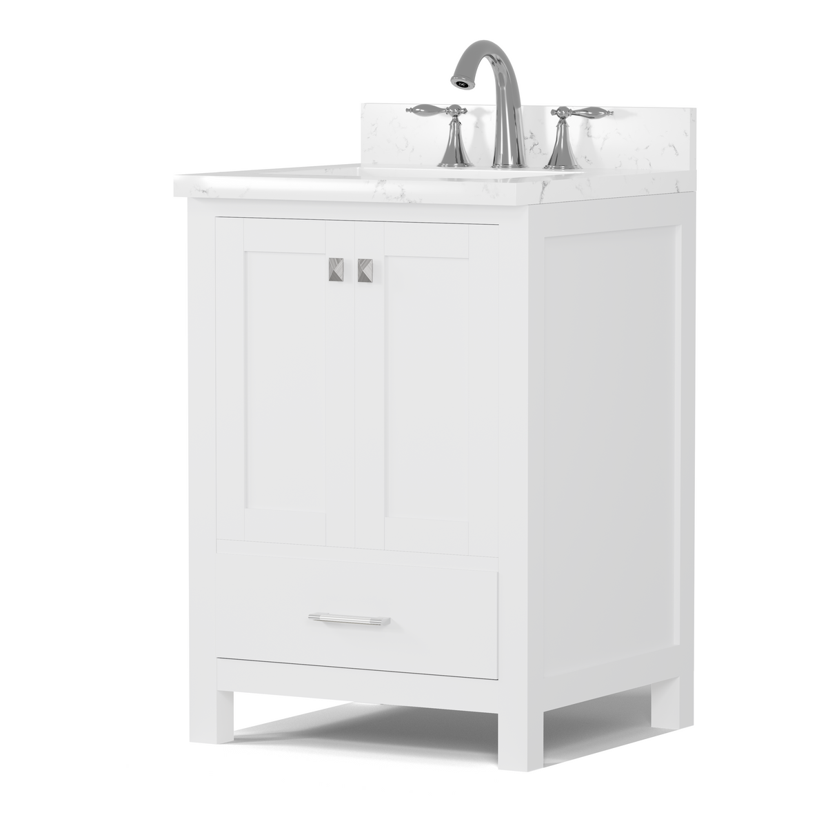 Caroline Avenue 24" Freestanding Single Vanity with Sink and Cultured Marble Top