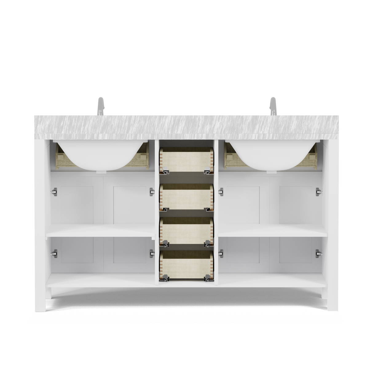 Caroline 60" Double Vanity Cabinet with Sink and Carrara Marble Top