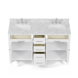 Caroline 60" Double Bathroom Vanity Cabinet with Sink and Carrara Marble Top