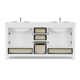 Caroline Avenue 72" Double Bathroom Vanity Cabinet with Sink and White Quartz Top