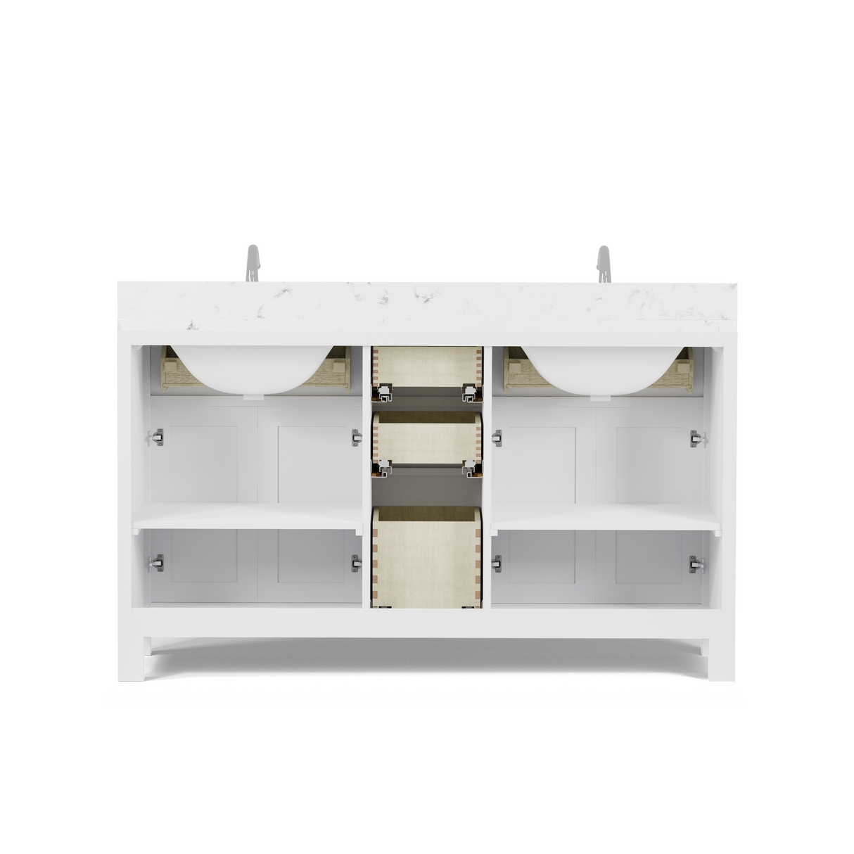 Caroline 60" Double Bathroom Vanity with Sink and Cultured Marble Top