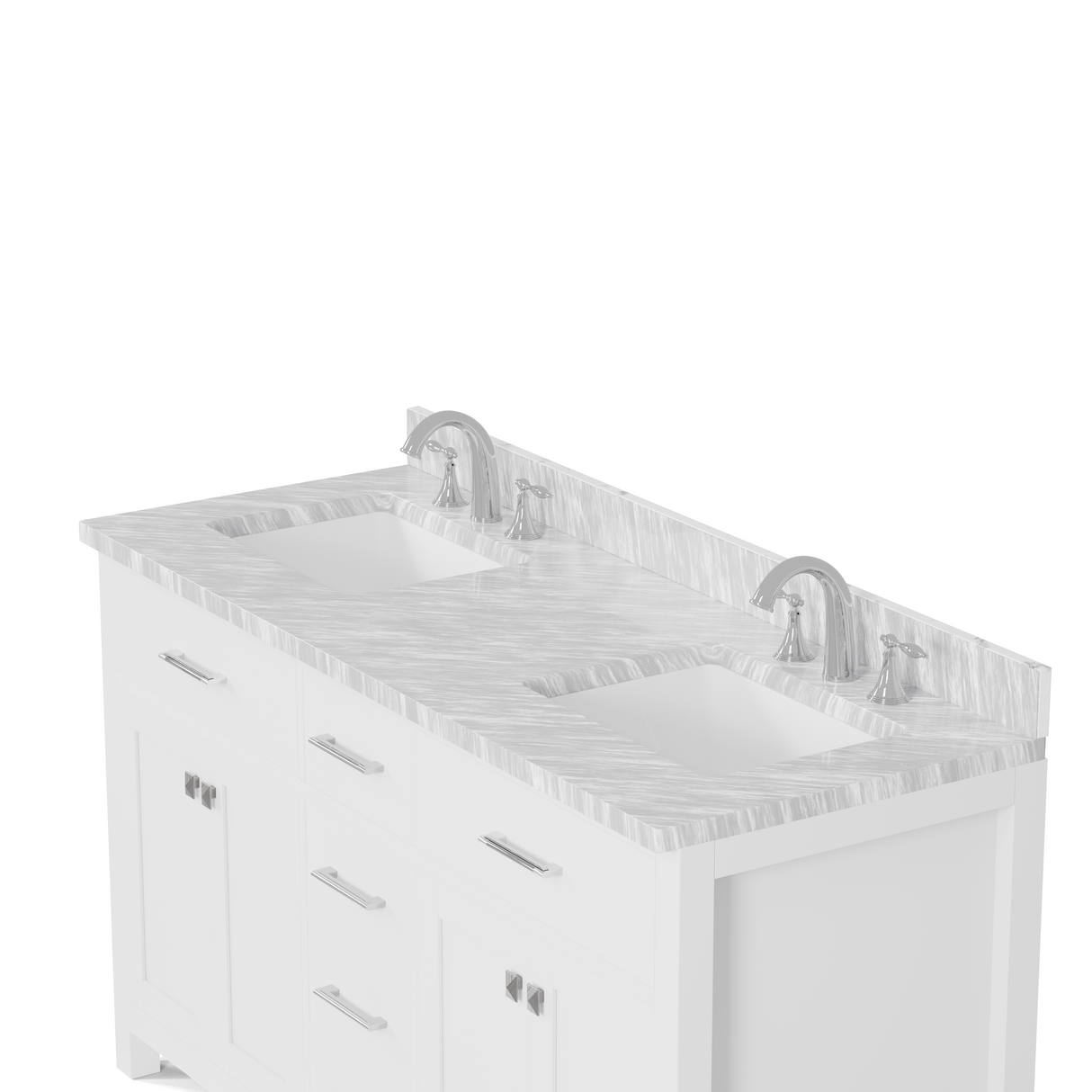 Caroline 60" Double Vanity Cabinet with Sink and Carrara Marble Top
