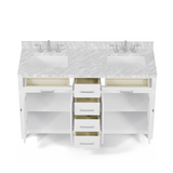 Caroline 60" Double Vanity Cabinet with Sink and Carrara Marble Top