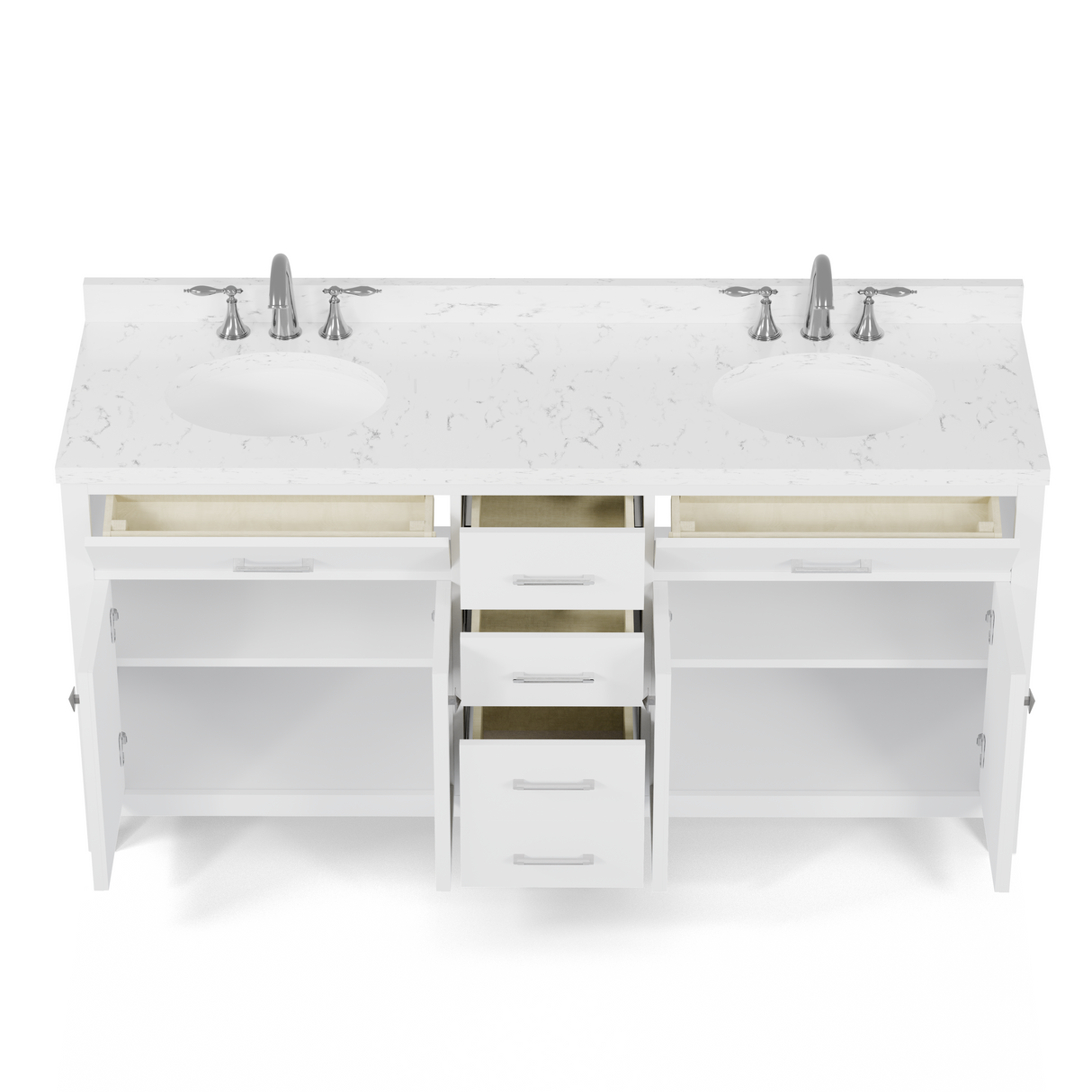 Caroline 72" Double Vanity Cabinet with Sink and Cultured Marble Top