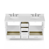 Caroline Avenue 72" Double Bathroom Vanity Cabinet with Sink and White Quartz Top
