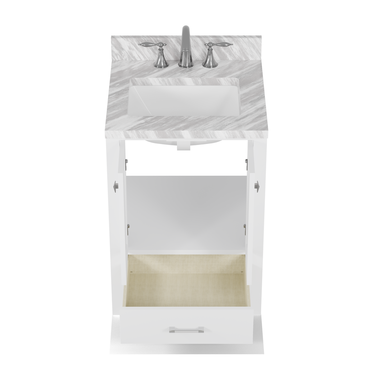 Caroline Avenue 24" Single Vanity Cabinet with Sink and Carrara Marble Top