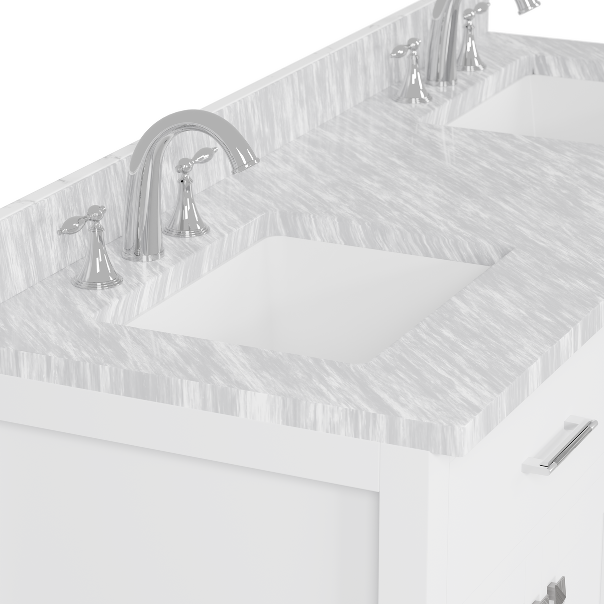 Caroline 60" Double Vanity Cabinet with Sink and Carrara Marble Top