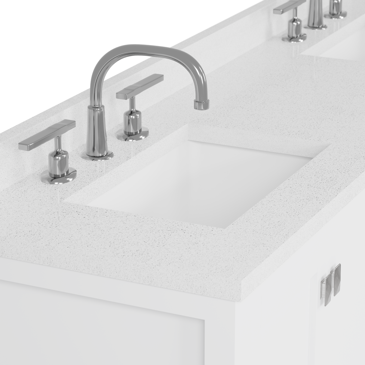 Caroline Avenue 72" Double Bathroom Vanity Cabinet with Sink and White Quartz Top
