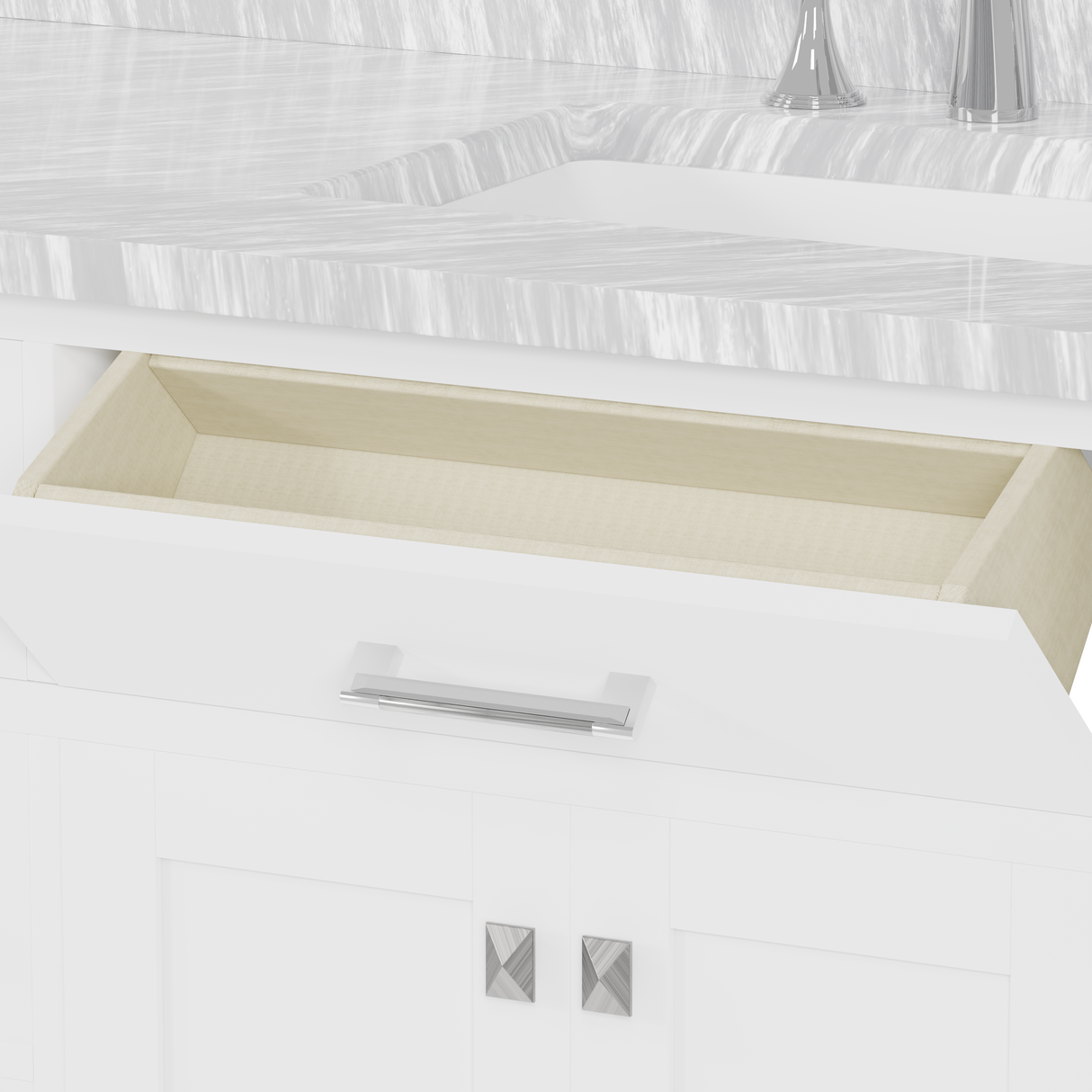 Caroline 60" Double Vanity Cabinet with Sink and Carrara Marble Top
