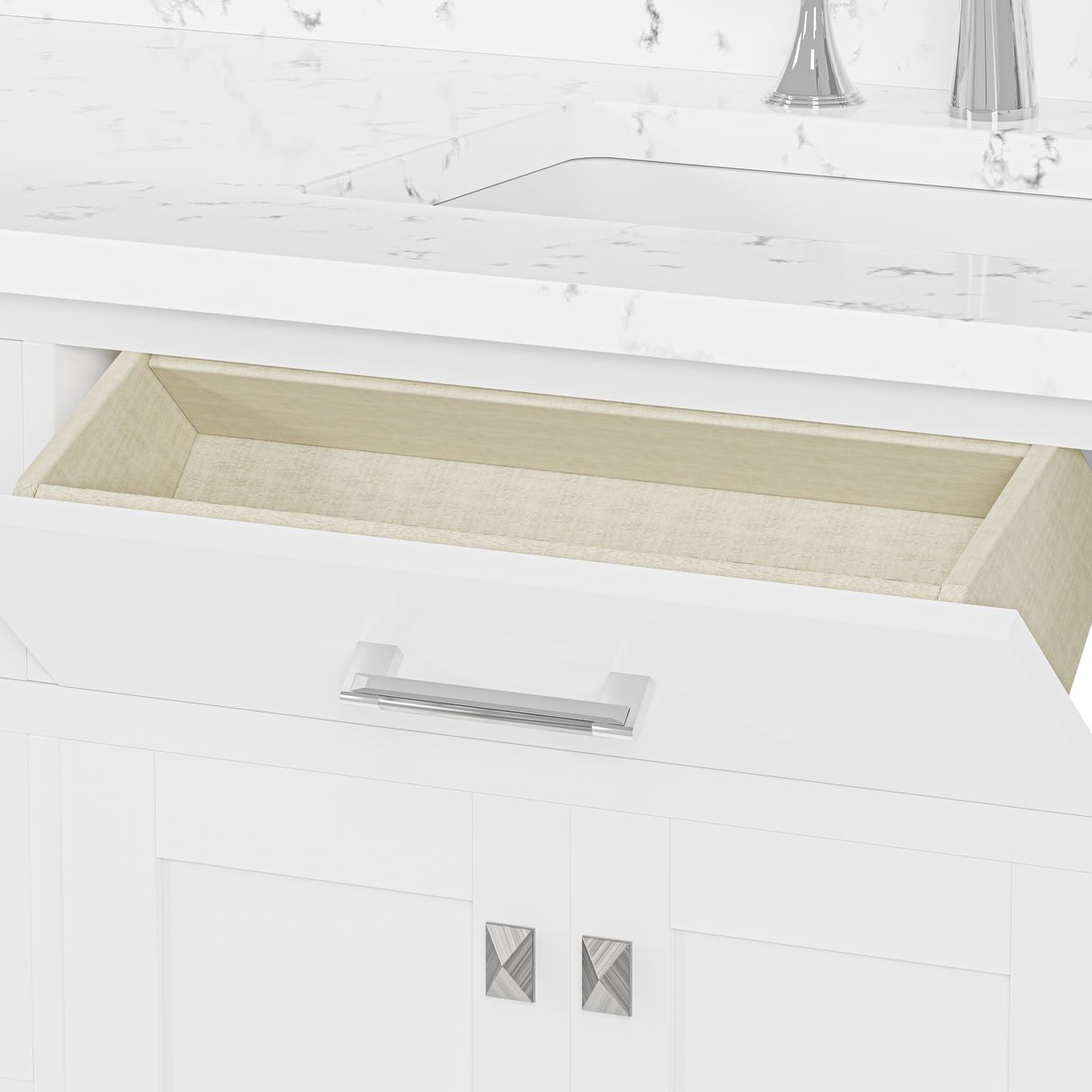 Caroline 60" Double Vanity with Sink and Cultured Marble Top