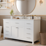Caroline 60" Single Vanity Cabinet with Sink and Cultured Marbled Top