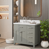 Caroline Parkway 36" Small Bathroom Vanity Cabinet with Sink and Cultured Marble Top