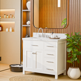 Caroline Parkway 36" Small Bathroom Vanity Cabinet with Sink and Cultured Marble Top