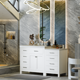 Caroline Parkway 57"  Bathroom Vanity Cabinet with Sink and White Quartz Top