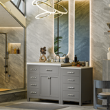 Caroline Parkway 57"  Bathroom Vanity Cabinet with Sink and White Quartz Top