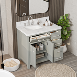 Caroline Parkway 36" Small Bathroom Vanity Cabinet with Sink and Cultured Marble Top