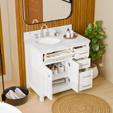 Caroline Parkway 36" Small Bathroom Vanity Cabinet with Sink and Cultured Marble Top