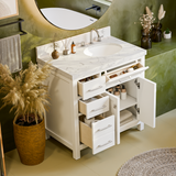 Caroline Parkway 36" Freestanding Bathroom Vanity Cabinet with Sink and Cultured Marble Top