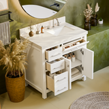 Caroline Parkway 36 inch Bathroom Vanity with Sink and White Quartz Top