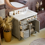 Caroline Parkway 36" Freestanding Bathroom Vanity Cabinet with Sink and Cultured Marble Top