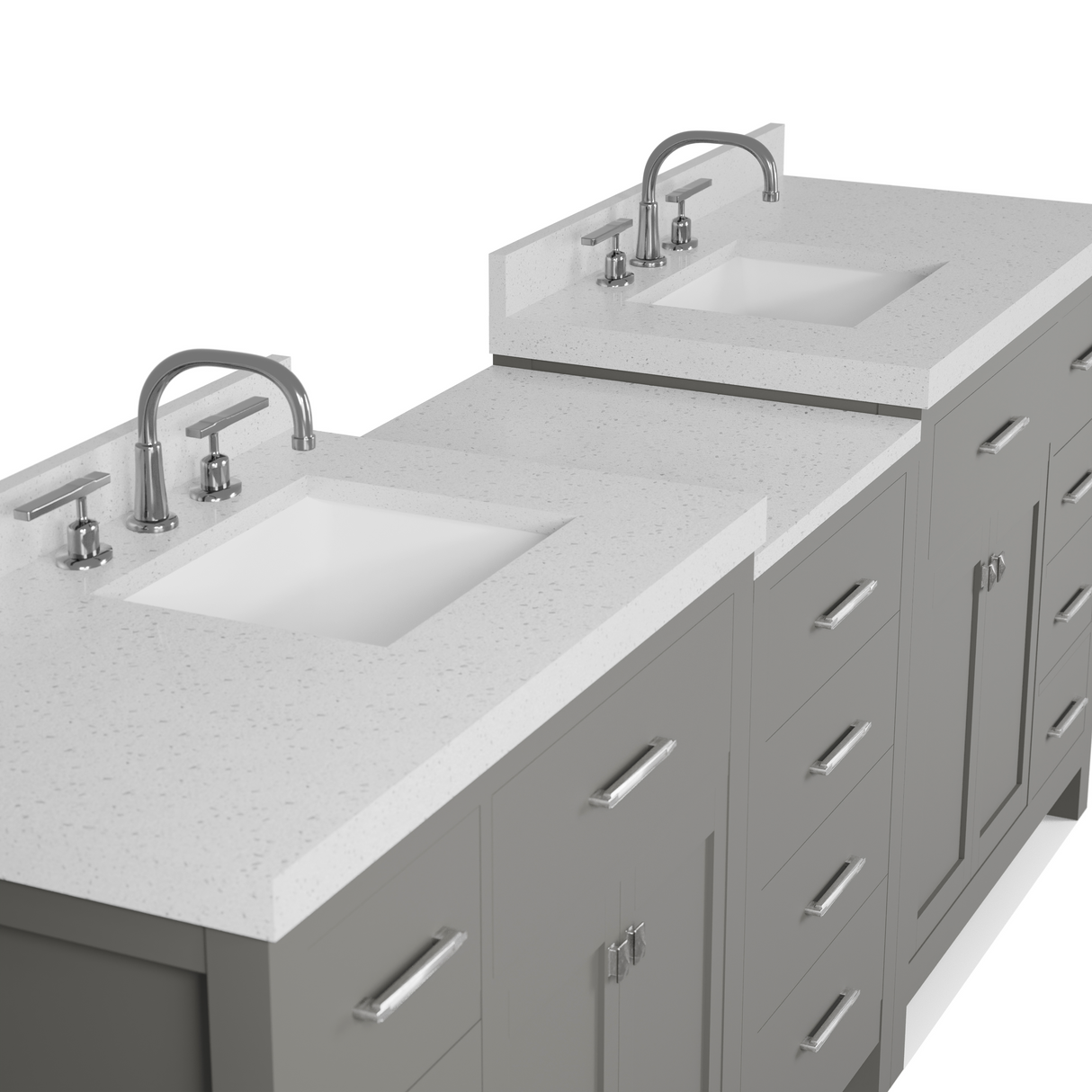 Caroline Parkway 93" Dual Bathroom Vanity Sink with White Quartz Top