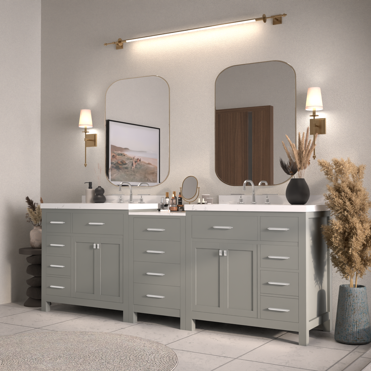 Caroline Parkway 93" Double Bathroom Vanity Cabinet with Sink and Cultured Marble Top