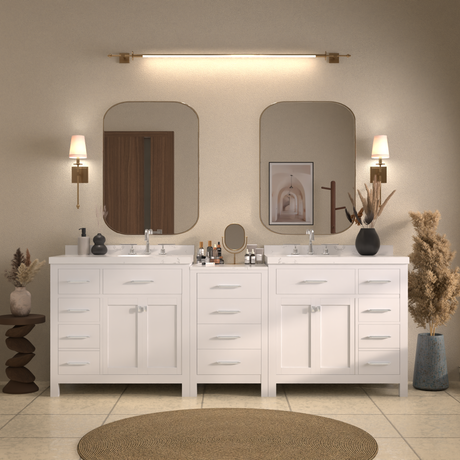Caroline Parkway 93" Double Bathroom Vanity Cabinet with Sink and Cultured Marble Top