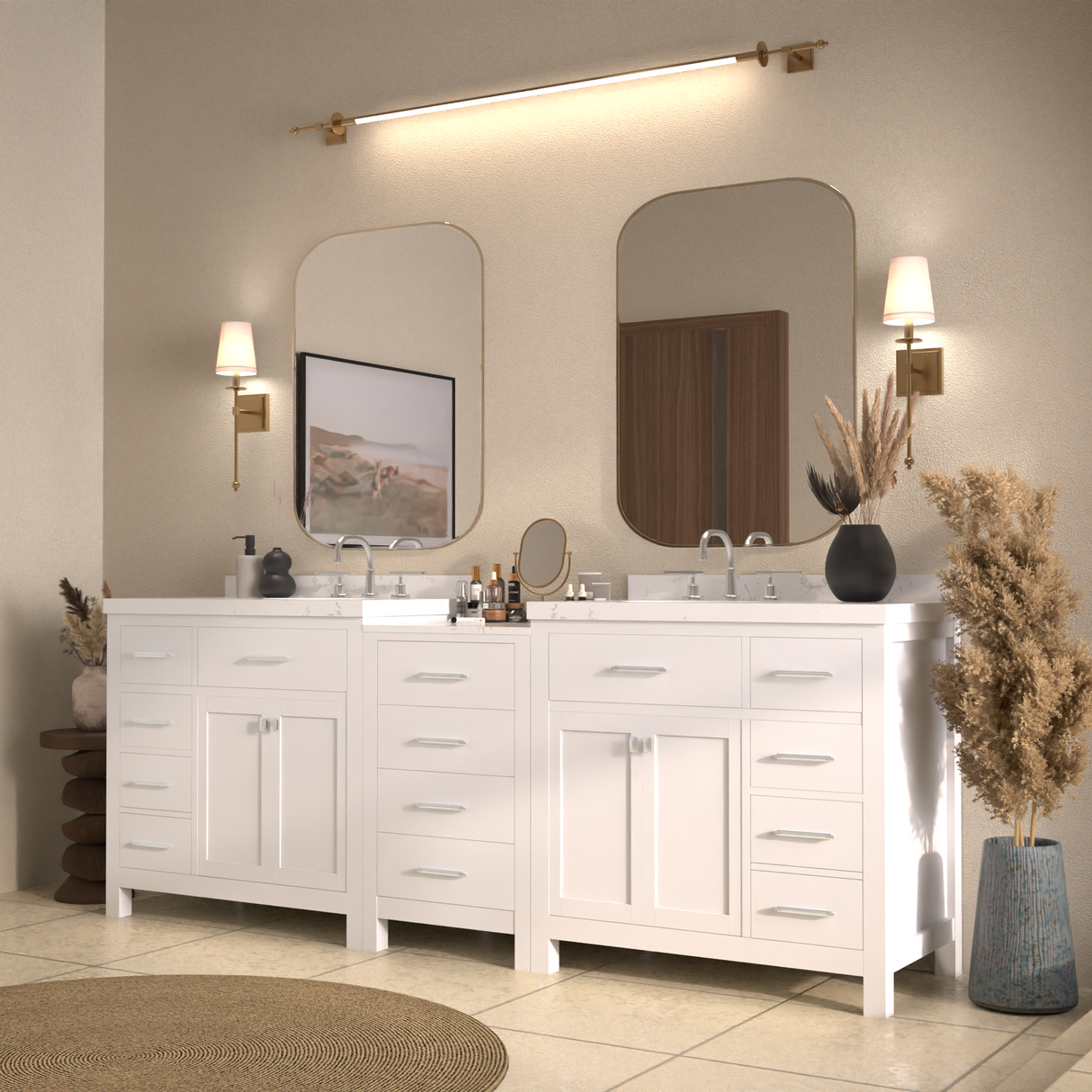 Caroline Parkway 93" Double Bathroom Vanity Cabinet with Sink and Cultured Marble Top