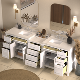Caroline Parkway 93" Dual Bathroom Vanity Sink with White Quartz Top