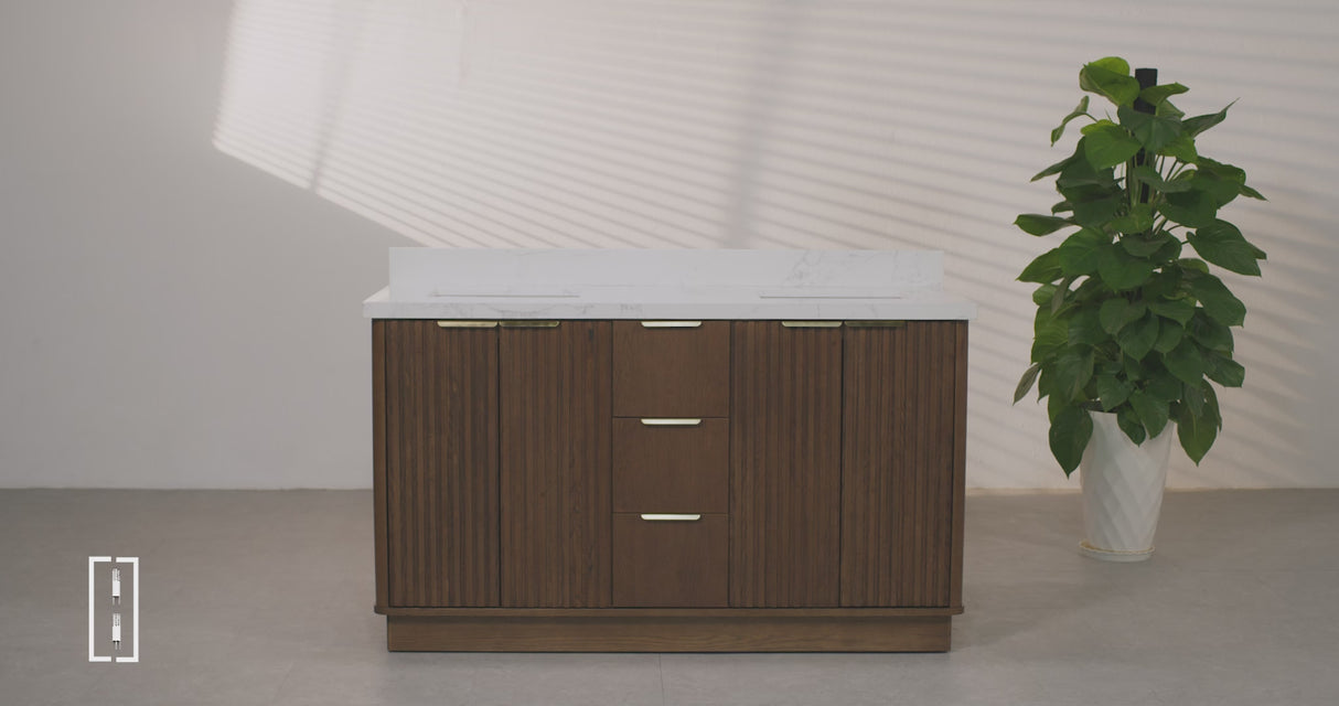 Kathryn 72" Double Vanity Cabinet with Square Sink and Statuario Venato Marble Quartz Top
