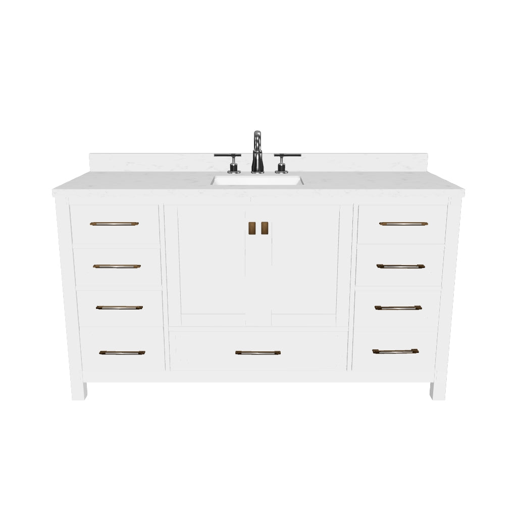 Caroline Avenue 60" Single Vanity Cabinet with Sink and Cultured Marble Top