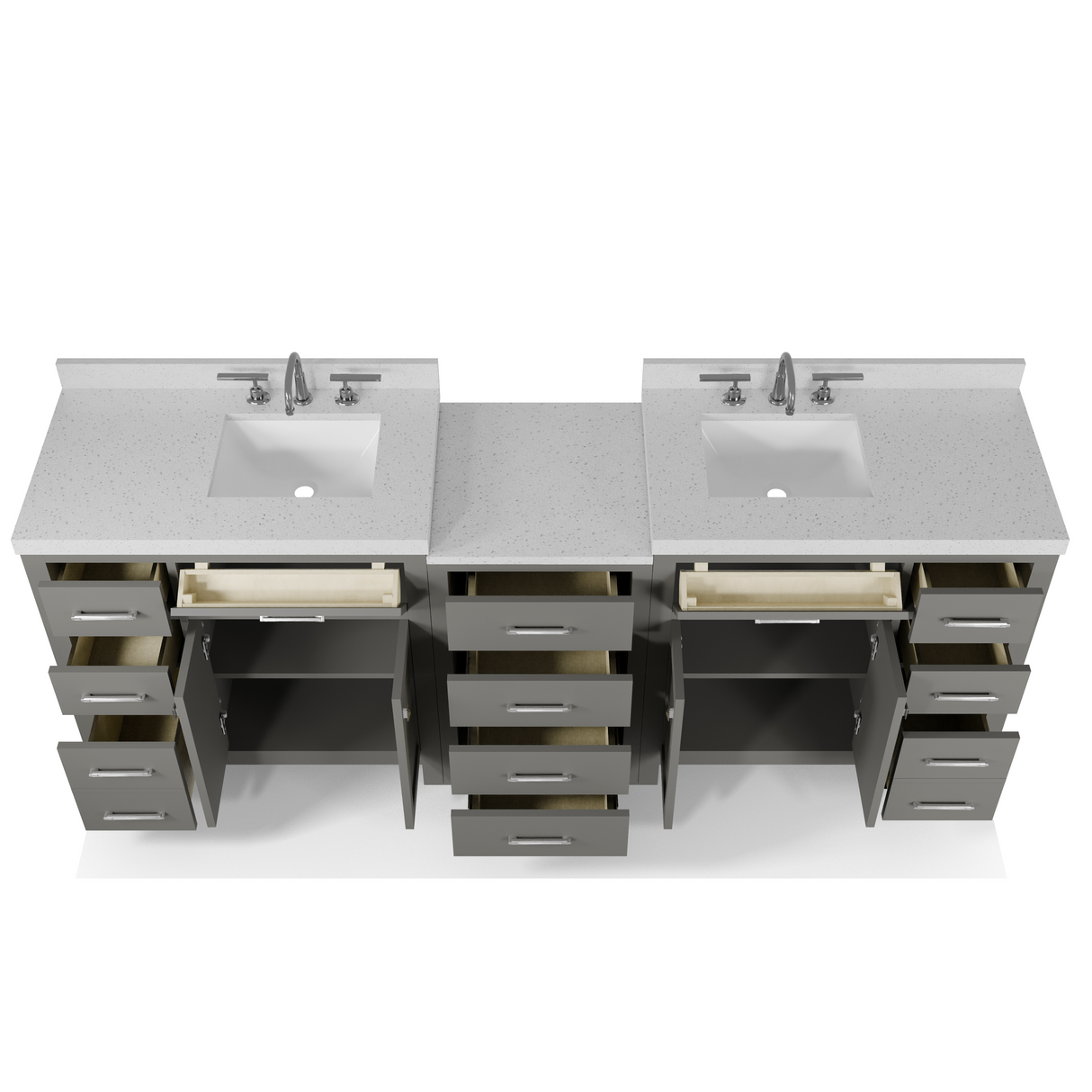 Caroline Parkway 93" Dual Bathroom Vanity Sink with White Quartz Top