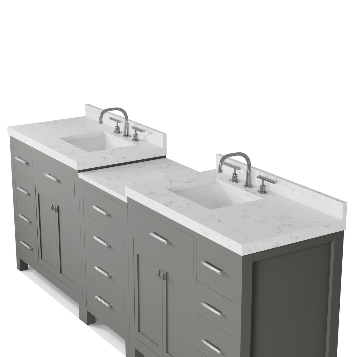 Caroline Parkway 93" Double Bathroom Vanity Cabinet with Sink and Cultured Marble Top