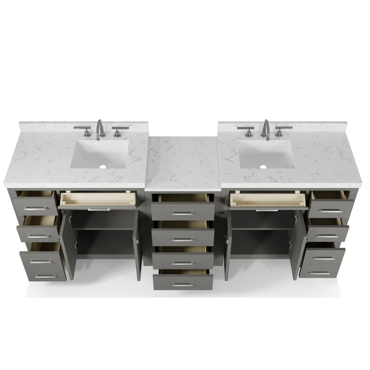 Caroline Parkway 93" Double Bathroom Vanity Cabinet with Sink and Cultured Marble Top