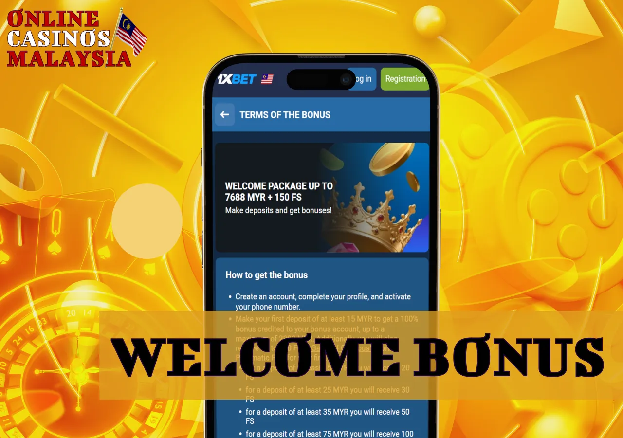 1xBet offers a welcome bonus for new players after registration.